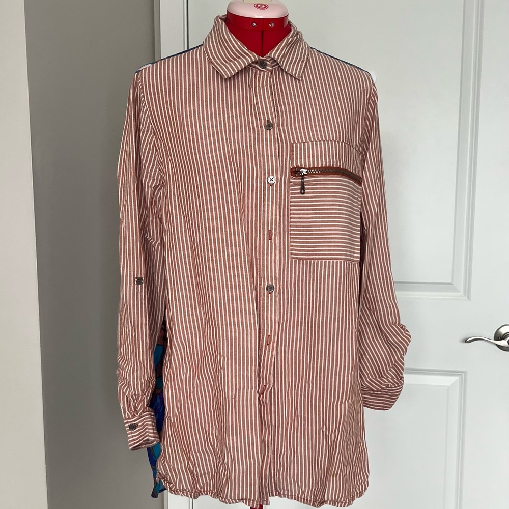 John Mark Brown Striped Casual Shirt